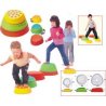 Sestava pro cvičení motoriky, rovnováhy, rozhodnosti a odhadu vzdálenosti pro děti. Sada s názvem Říční kameny obsahuje 6 kusů podložek s různými povrchy.